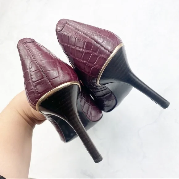 [LRL] Burgundy Leather Pointed Toe Heels